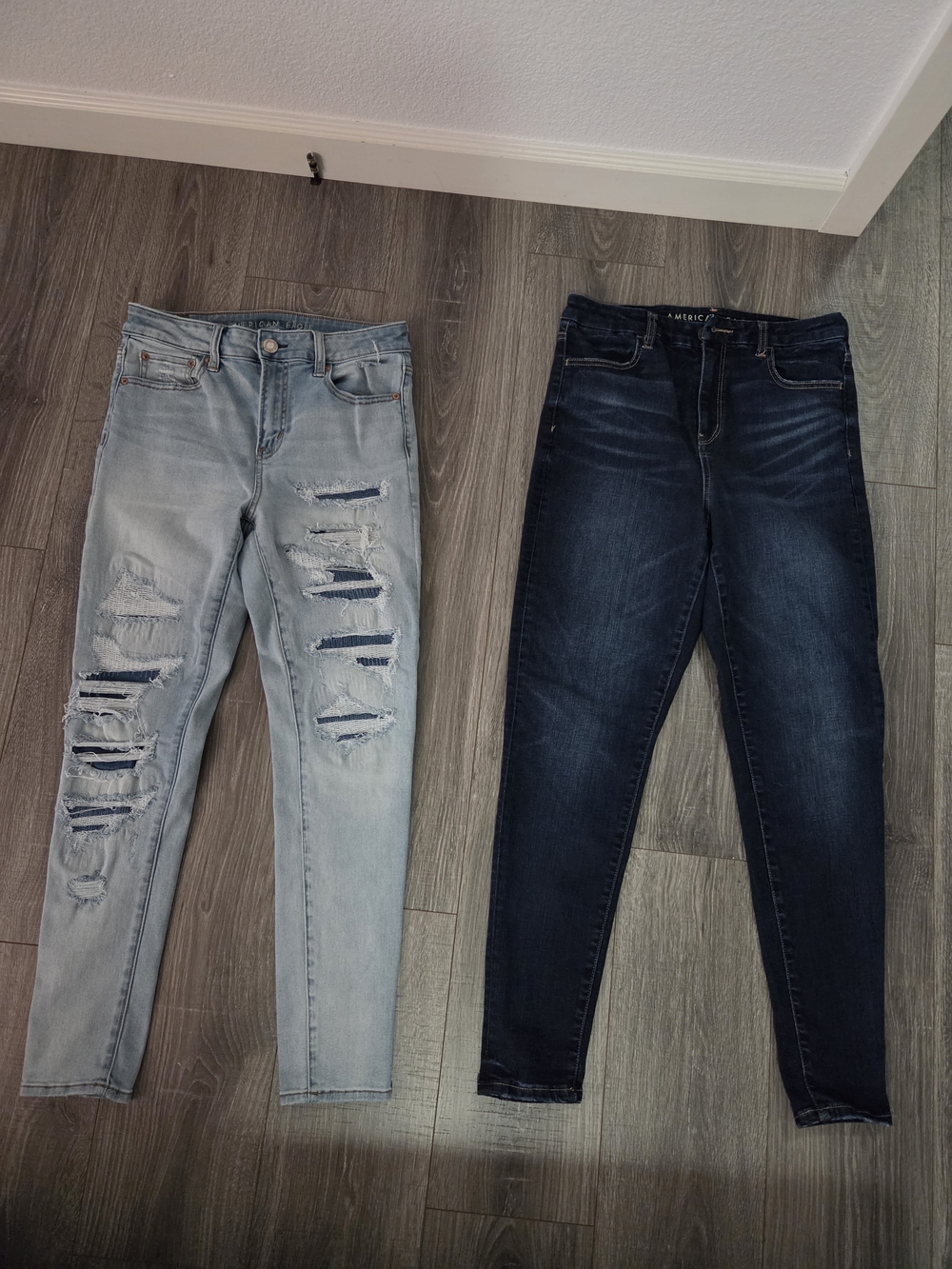 American Eagle Outfitters Light Ripped & Dark Indigo Skinny Jeans